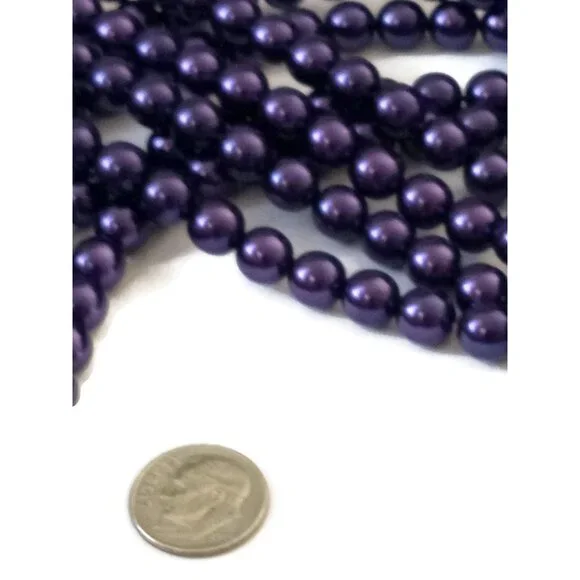 Czech Purple Glass Pearl Beads -8mm - Picture 4 of 5